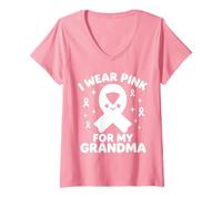 Femme Je Porte du Rose pour sensibiliser ma Grand-mère au Cancer de Kawaii T-Shirt avec Col en V