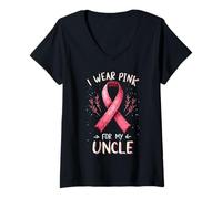 Femme Je Porte du Rose pour sensibiliser Mon Oncle au Cancer T-Shirt avec Col en V