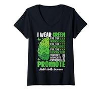 Femme Je Porte du Vert pour Les Warriors pour Les survivants pour Le Depa T-Shirt avec Col en V