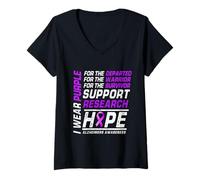 Femme Je porte un ruban violet pour mettre fin au mois de sensibilisation à la maladie d'Alzheimer T-Shirt avec Col en V