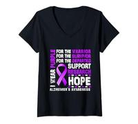 Femme Je porte un ruban violet pour mettre fin au mois de sensibilisation à la maladie d'Alzheimer T-Shirt avec Col en V