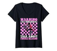 Femme Je pourrais Parler spontanément de Patinage Artistique (Patineur Artistique) T-Shirt avec Col en V