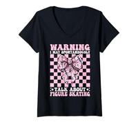 Femme Je pourrais Parler spontanément de Patinage Artistique (Patineur Artistique) T-Shirt avec Col en V