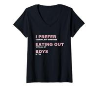 Femme Je préfère Cuisiner et Manger au Restaurant avec Tous Mes garçons, C'est Amusant T-Shirt avec Col en V