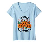 Femme Je préfère Halloween Jack O Lantern de Noël pour Femmes, Hommes et Enfants T-Shirt avec Col en V