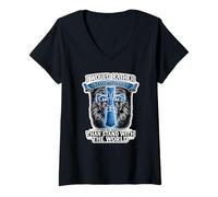 Femme Je préfère me Ranger du côté de Dieu, de la Foi chrétienne, Cross Wolf T-Shirt avec Col en V