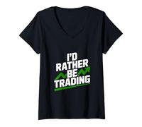 Femme Je préfère Trader de manière Amusante pour Les Traders et Les investisseurs T-Shirt avec Col en V