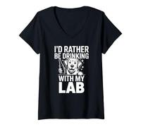 Femme Je préfèrerais Boire avec Mon labo, Funny Lab Lover T-Shirt avec Col en V