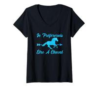 Femme Je Préférerais Être À Cheval Cavalier Passion Équitation T-Shirt avec Col en V