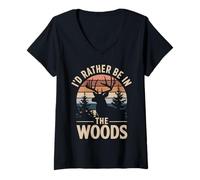 Femme Je préfèrerais être dans Les Bois Funny Buck Hunters à la Chasse au cerf T-Shirt avec Col en V