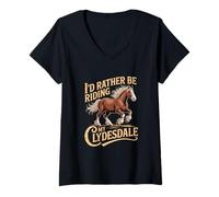 Femme Je préfèrerais Monter Mon Cheval de Clydesdale T-Shirt avec Col en V