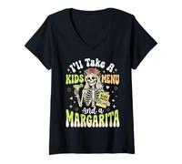Femme Je prendrai Un Menu pour Enfants et Une Margarita T-Shirt avec Col en V