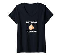 Femme Je Prends Ton Homme Citation D'Andreina, Phrase ÎIe d'amour T-Shirt avec Col en V