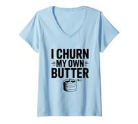 Femme Je prépare Mon Propre Beurre (Funny Farm) T-Shirt avec Col en V