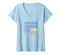 Femme Je préserve la Couche d’Eau Jaune Humour apéro T-Shirt avec Col en V