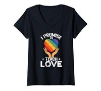 Femme Je promets d'enseigner l'amour T-Shirt avec Col en V