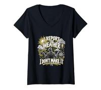 Femme Je rapporte la météo, Je n'en Fais Pas la Science météorologique T-Shirt avec Col en V