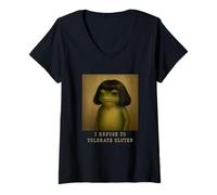 Femme Je Refuse de tolérer Le Gluten Weird Frog T-Shirt avec Col en V