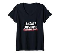 Femme Je réponds aux questions Je ne sais pas que je savais que les joueurs de nuit Trivia T-Shirt avec Col en V