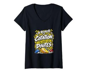 Femme Je Respecte La Cotation J'Ai Juste des Doutes Escalade Bloc T-Shirt avec Col en V