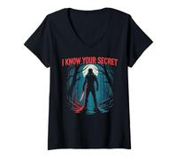 Femme Je Sais ce Que tu as Fait Le Fan de Film d'horreur de l'été T-Shirt avec Col en V
