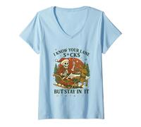 Femme Je Sais Que ta Voie est Nulle, Restez Dedans à Noël T-Shirt avec Col en V