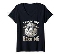 Femme Je sais que tu m'as élevé des moutons, un amoureux des moutons T-Shirt avec Col en V