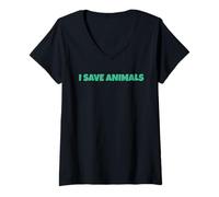 Femme Je Sauve des Animaux T-Shirt avec Col en V