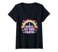 Femme Je Sens Mes Propres Pets, drôle d'arc-en-Ciel T-Shirt avec Col en V