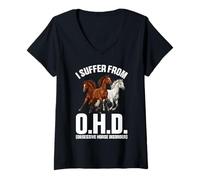 Femme Je souffre d'OHO Funny Equestrian Horse Farm Animals Lovers T-Shirt avec Col en V