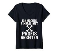 Femme Je Souhaite Travailler Une Fois avec des maîtres Artisans T-Shirt avec Col en V