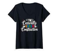 Femme Je suis actuellement en Construction Funny T-Shirt avec Col en V