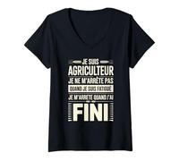 Femme Je suis Agriculteur Quand J'Ai Fini T-Shirt avec Col en V