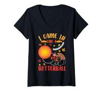 Femme Je suis arrivée comme Une Boule d'amis en Train de Donner Un Thanksgiving Amusant T-Shirt avec Col en V