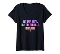 Femme Je suis bientôt à la Retraite « Mir Egal Ich Bin » T-Shirt avec Col en V