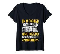 Femme Je suis caissier, C'est Moi Qui Garde la Caisse enregistreuse T-Shirt avec Col en V