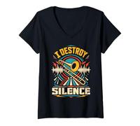 Femme Je suis celui Qui détruit Le Silence avec Mon Trombone Bruyant T-Shirt avec Col en V