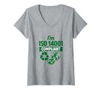 Femme Je suis Conforme à la Norme ISO 14001 - Idée Cadeau de Gestion environnementale T-Shirt avec Col en V