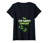 Femme Je suis Conforme à la Norme ISO 14001 - Idée Cadeau de Gestion environnementale T-Shirt avec Col en V