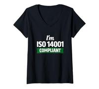 Femme Je suis Conforme à la Norme ISO 14001 - Idée Cadeau de Gestion environnementale T-Shirt avec Col en V