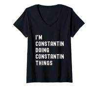 Femme Je suis Constantin Qui Fait des Choses à Constantin T-Shirt avec Col en V