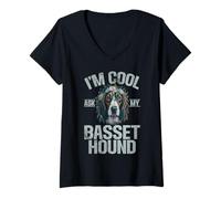 Femme Je suis Cool Demande à Mon Basset Hound T-Shirt avec Col en V