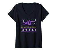 Femme Je suis d'accord avec ce crétin (Graphique Amusant d'halloween) T-Shirt avec Col en V