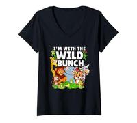 Femme Je suis d'accord avec Le Wild Bunch Zoo Animals Safari Party T-Shirt avec Col en V