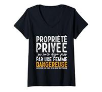 Femme Je suis Déjà Pris par Une Femme Dangereuse Drôle T-Shirt avec Col en V