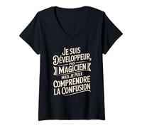 Femme Je Suis Développeur Pas Magicien Comprendre T-Shirt avec Col en V