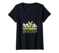 Femme Je suis dingue de la Chasse au Tamia pour Les Chasseurs d'écureuils terrestres T-Shirt avec Col en V