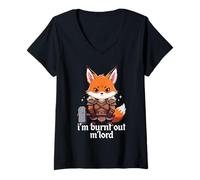 Femme Je suis épuisé, Lord Fox Warrior Armor Battle Hammer T-Shirt avec Col en V
