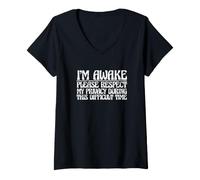 Femme Je suis éveillé Respectez ma Vie privée Pendant Cette période Difficile T-Shirt avec Col en V