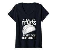 Femme Je suis Fan de Tacos dans ma Bouche T-Shirt avec Col en V